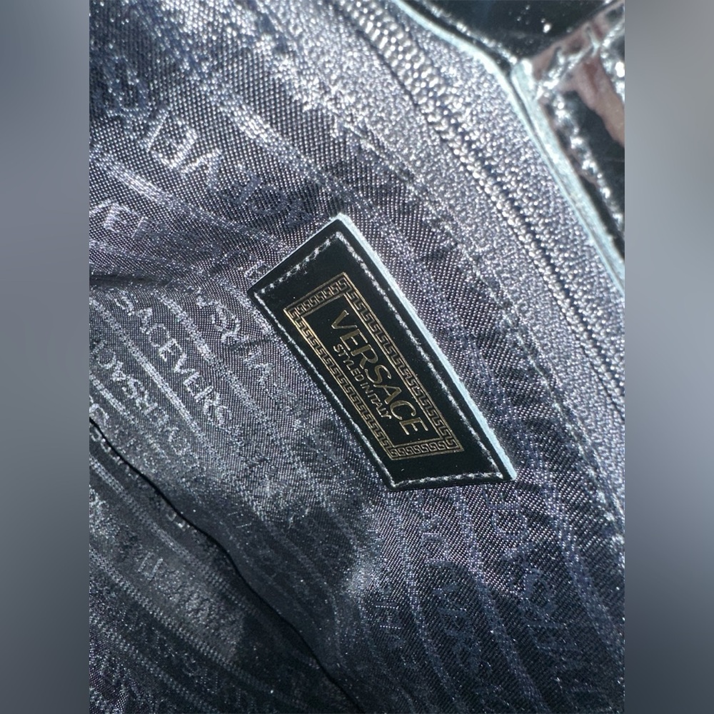 VERSACE Sunburst Patent leather & calf hair book tote PRISTINE condition!!! - Picture 11 of 14